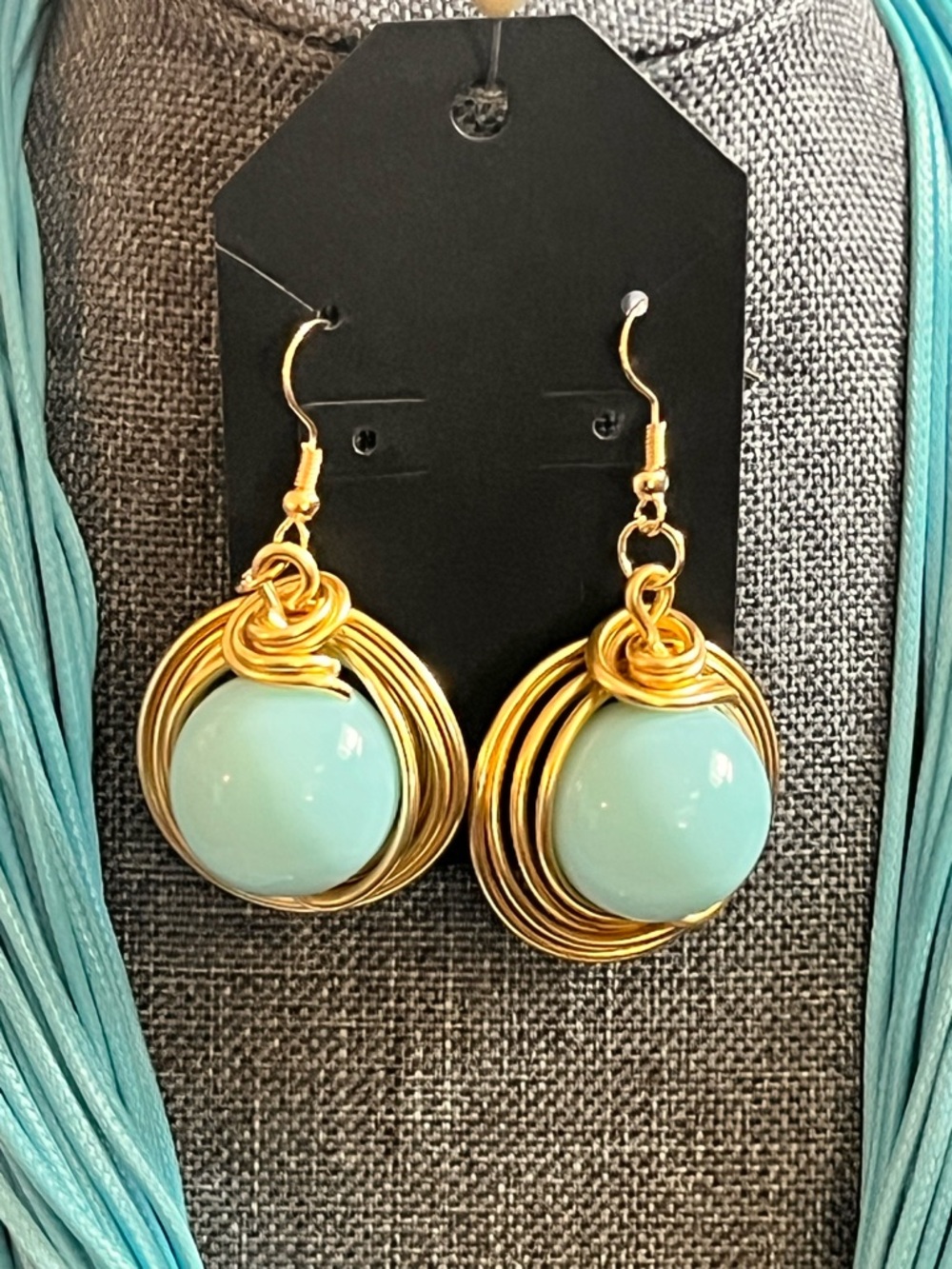 Brilliantly Bold Turquoise Statement Multi-Strand Necklace and Earring Set - Picture 5 of 7